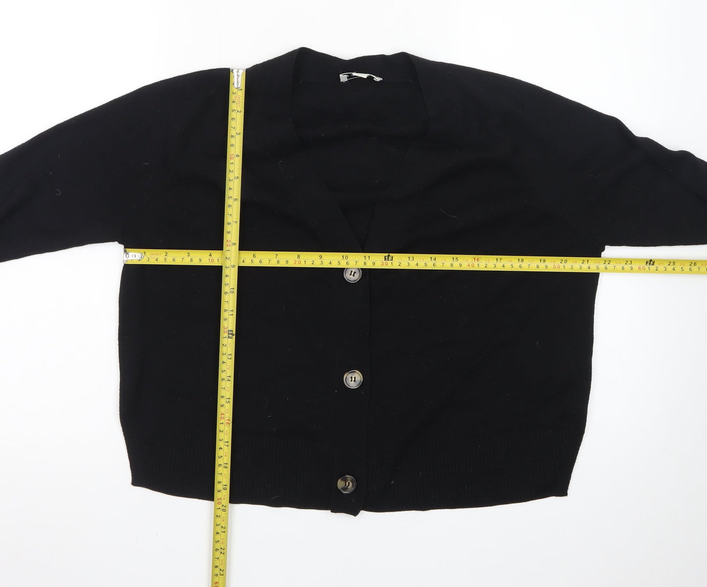 Whistles Women's Black Cotton Knit Cardigan Size S