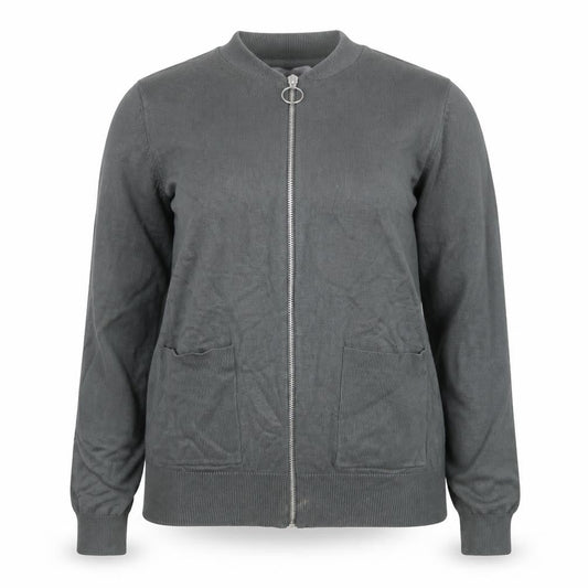 Front view of Red Herring Women Green Bomber Jacket, size 14, Cotton Blend Zip Up
