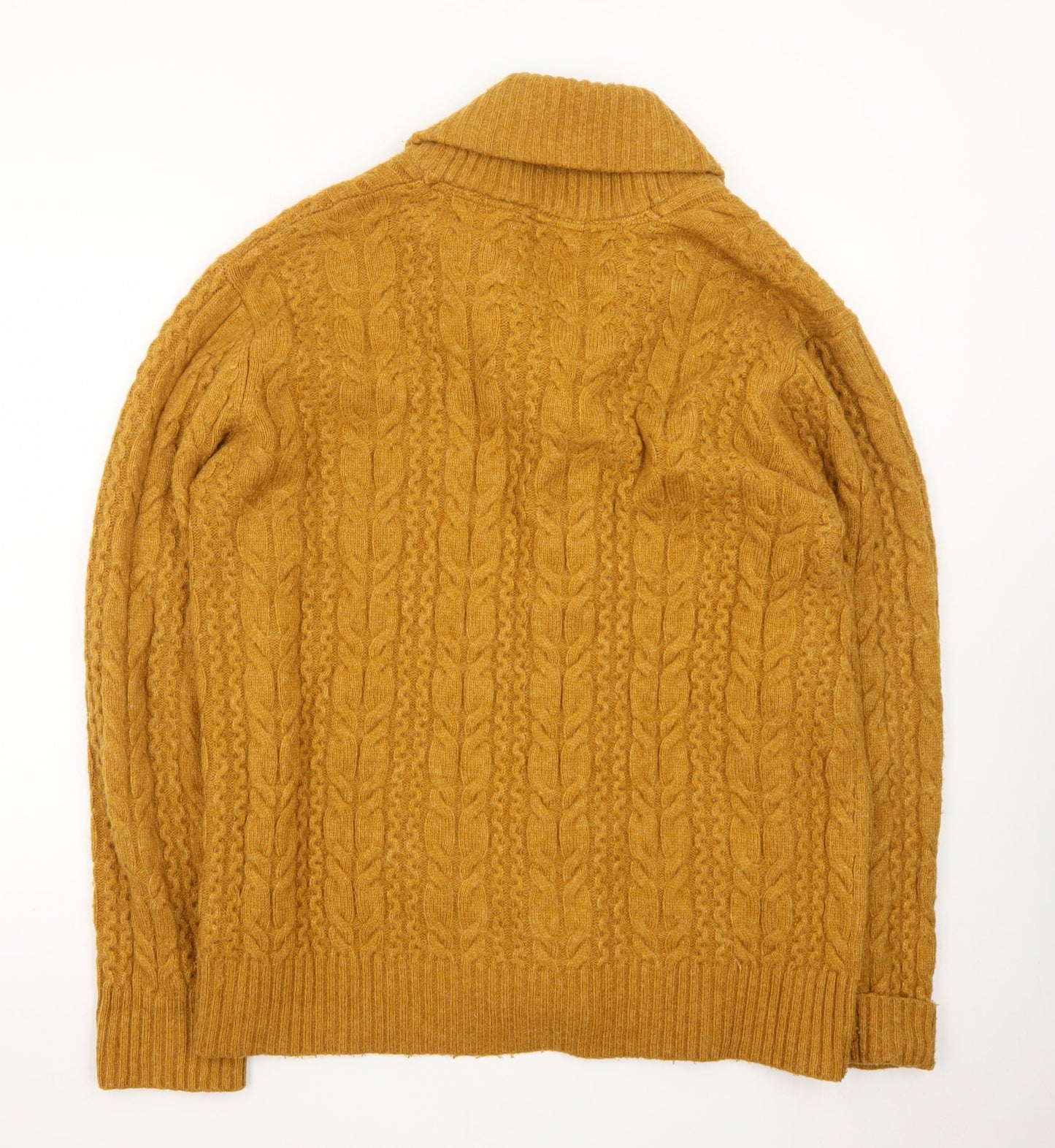 Fat Face Men's Yellow Wool Cable-Knit Cardigan XL