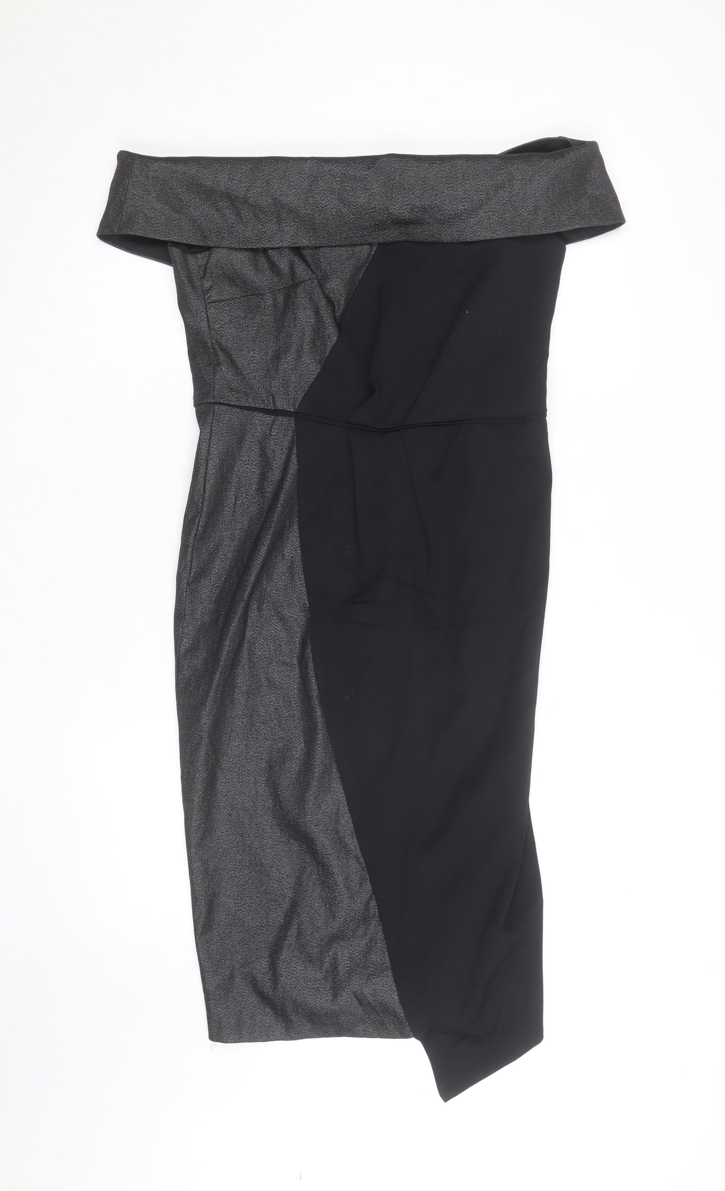 Coast Women's Black Off Shoulder Colourblock Bodycon Dress Size 12