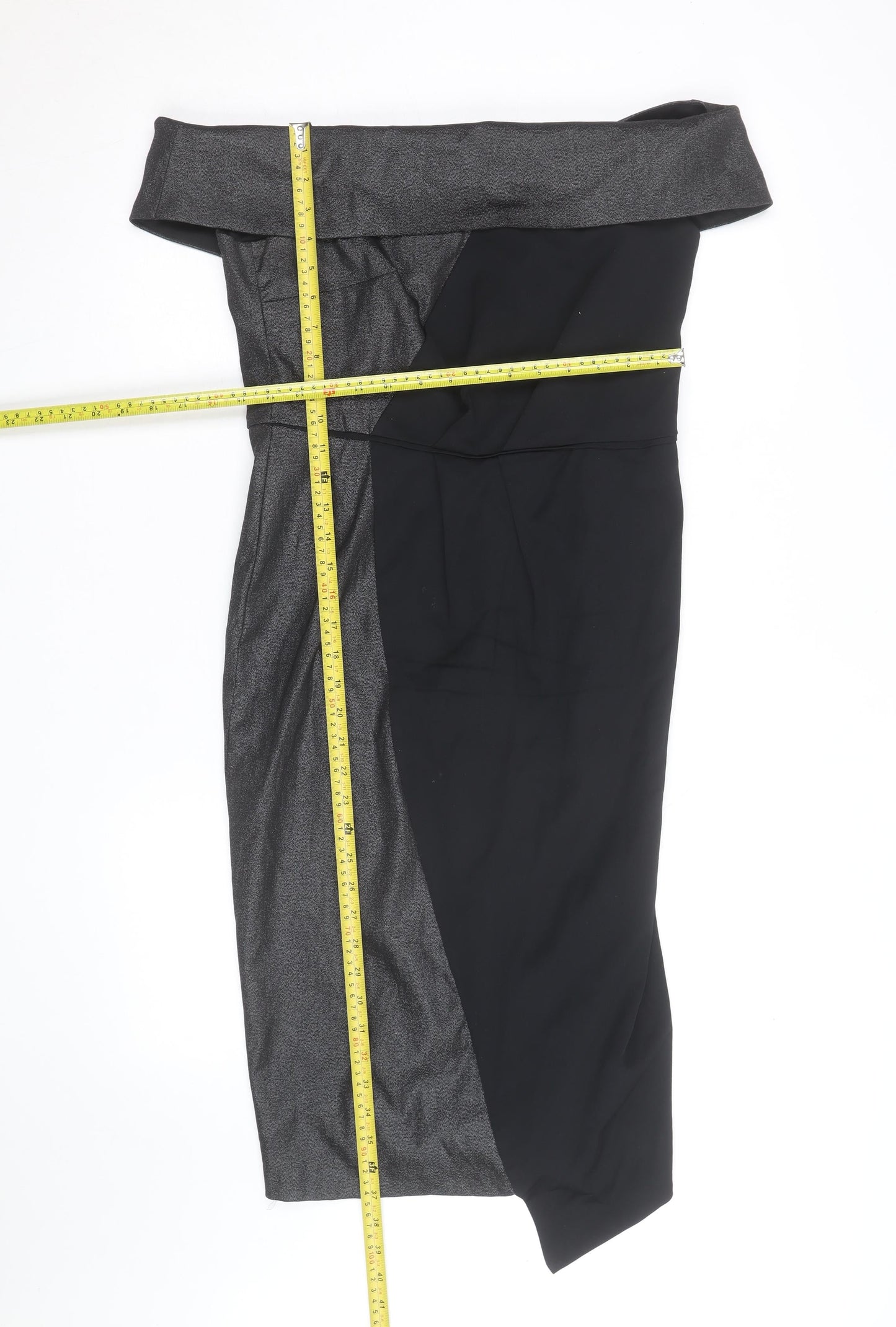 Coast Women's Black Off Shoulder Colourblock Bodycon Dress Size 12