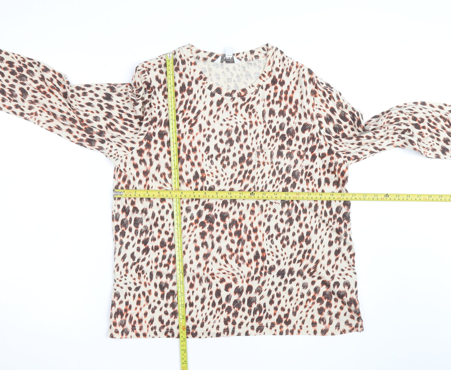 Marks and Spencer Women’s Multicolour Leopard Print Long Sleeve Cotton Modal T-Shirt Size 14