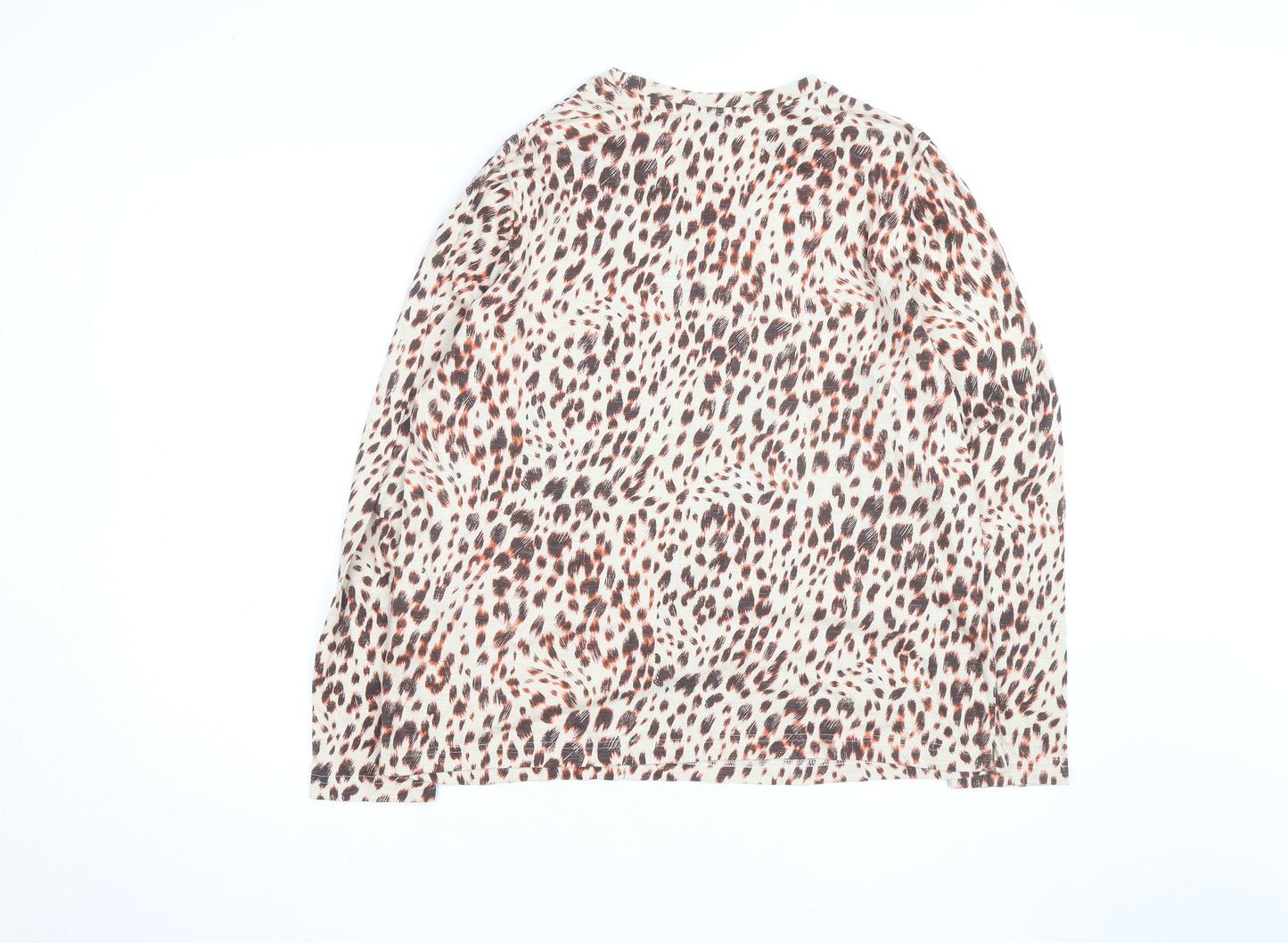 Marks and Spencer Women’s Multicolour Leopard Print Long Sleeve Cotton Modal T-Shirt Size 14