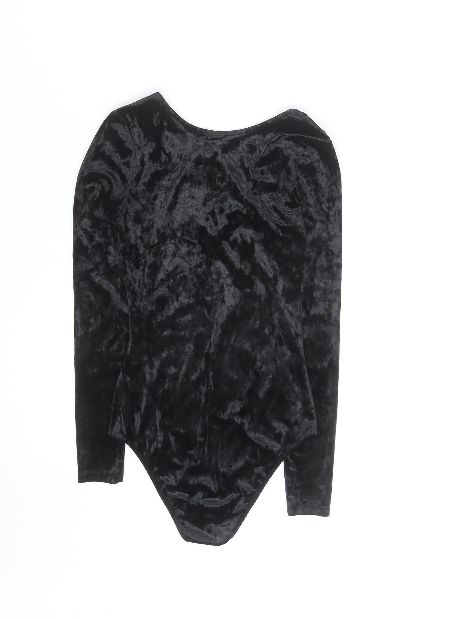 H&M Divided Womens Black Velvet Long Sleeve Bodysuit Size 8