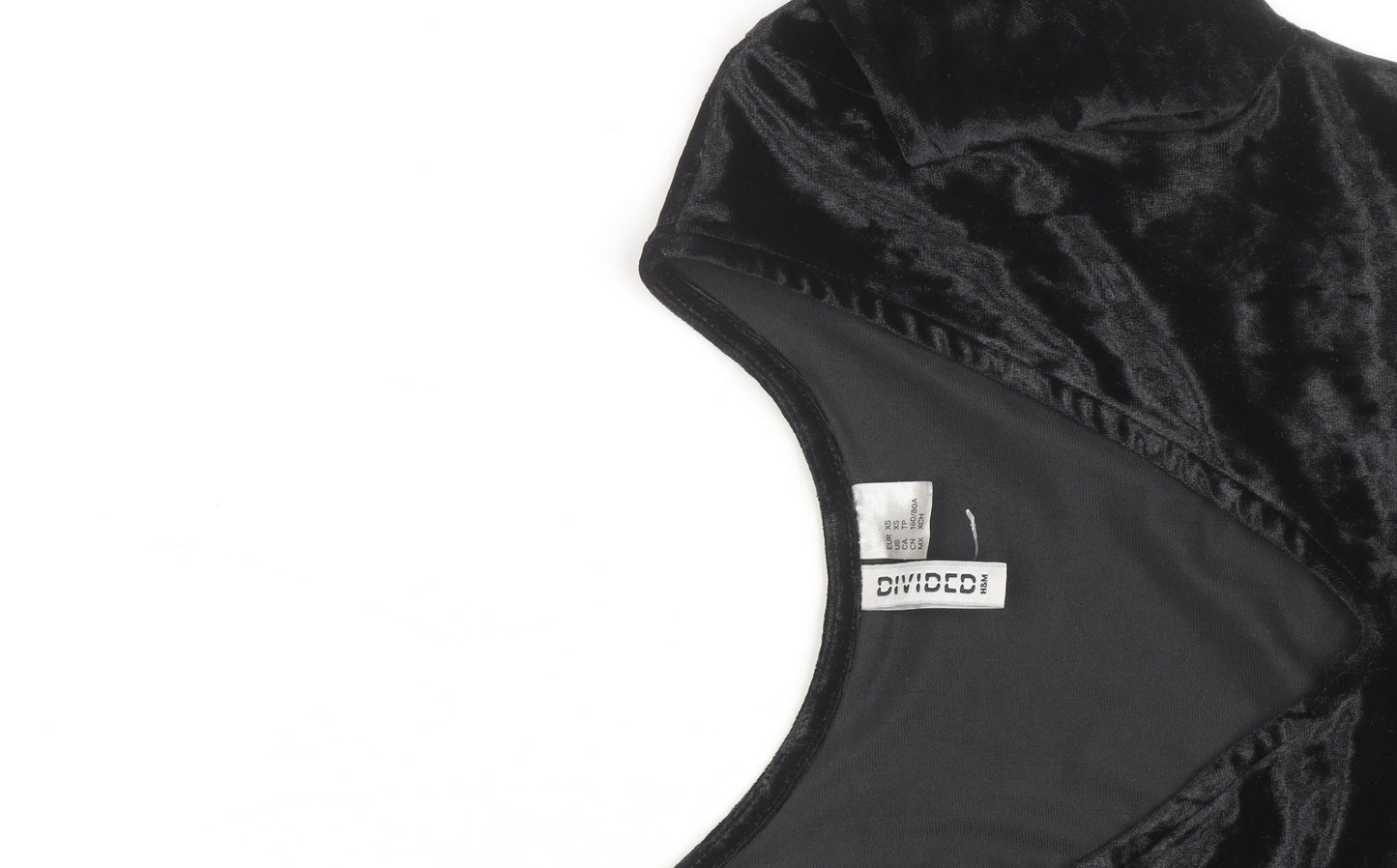 H&M Divided Womens Black Velvet Long Sleeve Bodysuit Size 8