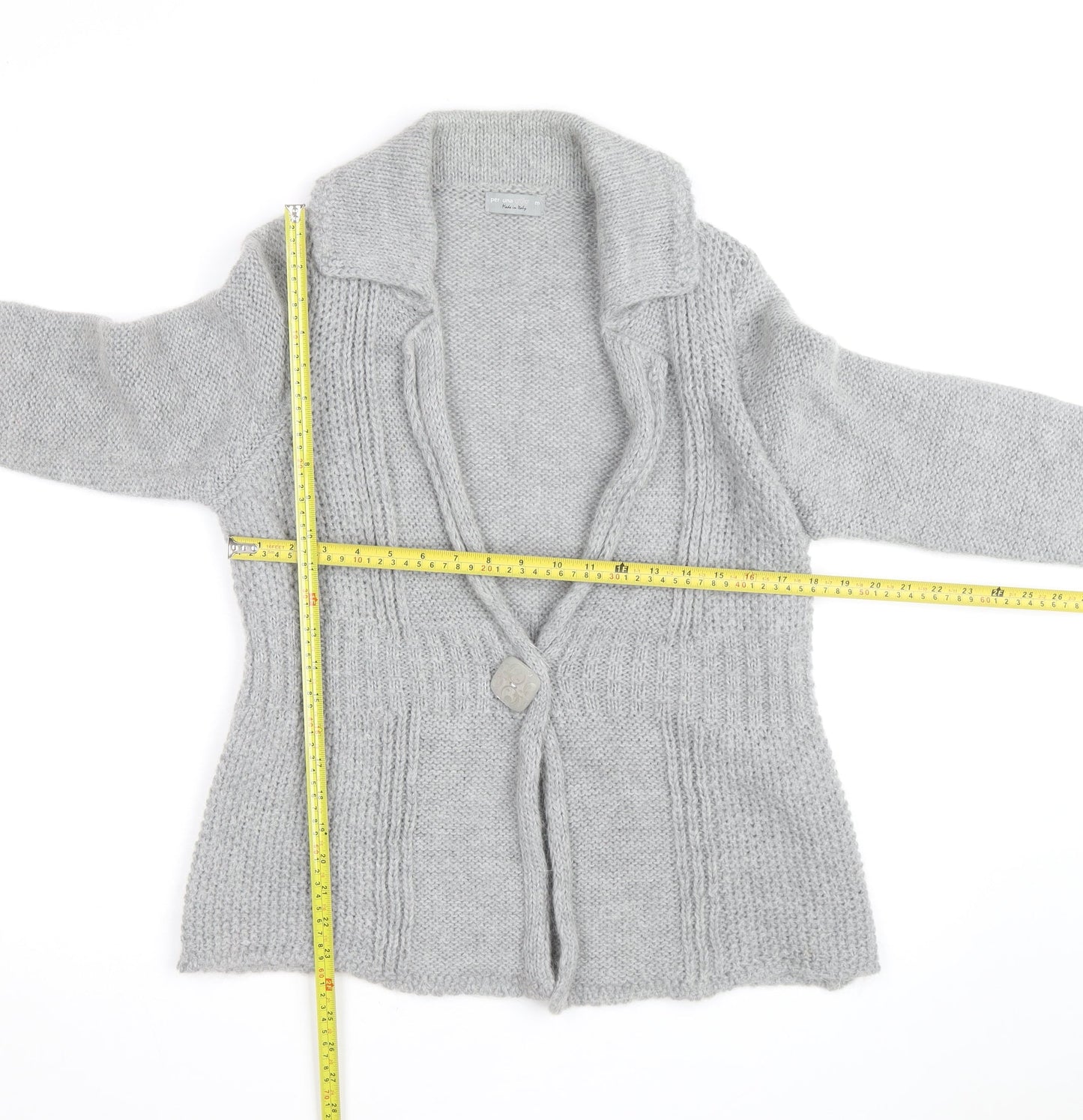 Marks and Spencer Per Una Women Grey Cardigan M Wool Blend Knit