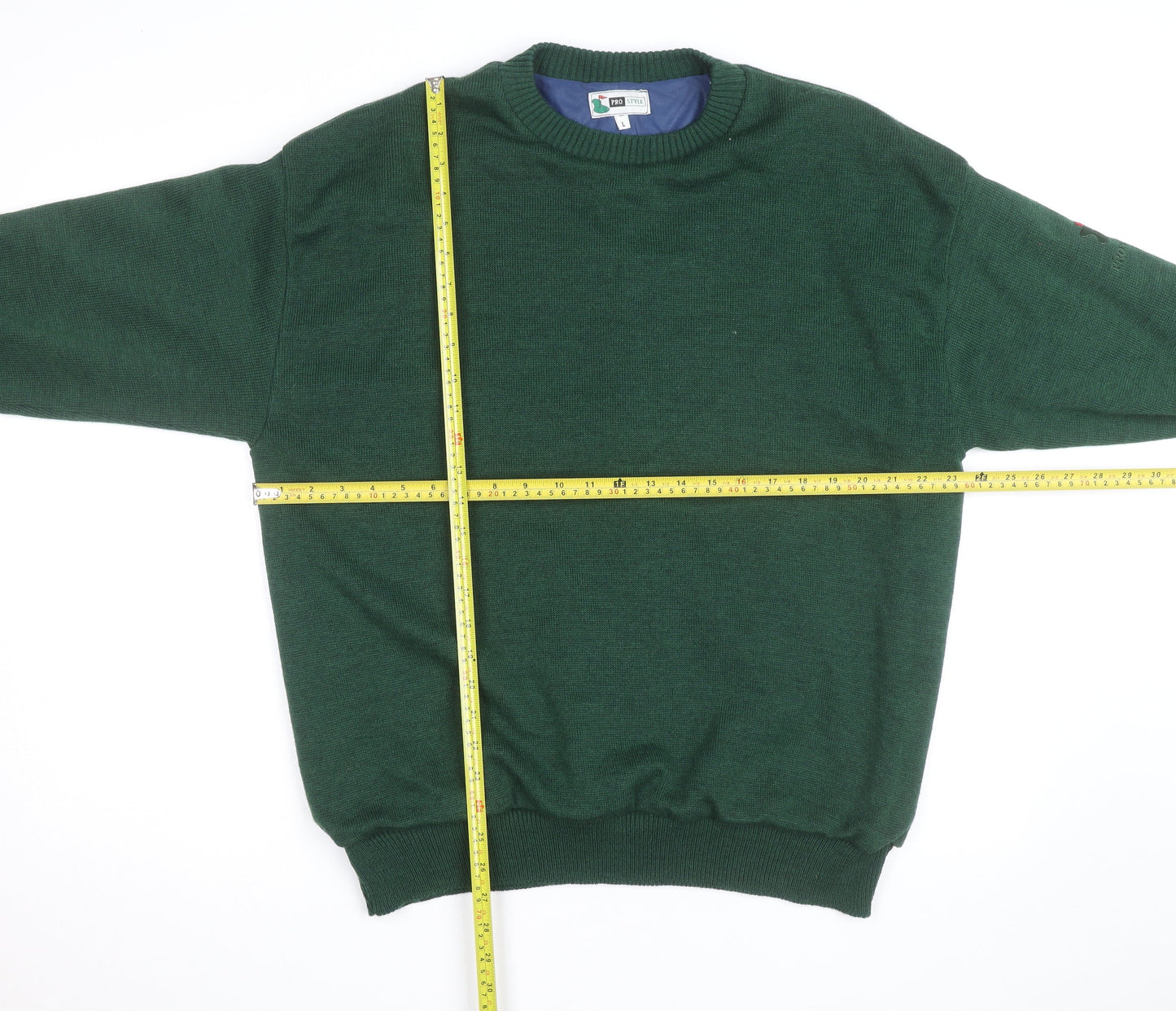 Pro Style Men’s Green Lined Wool Blend Golf Jumper L