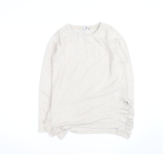 Next Women Beige Beaded Crew Neck Knit Jumper Size 8