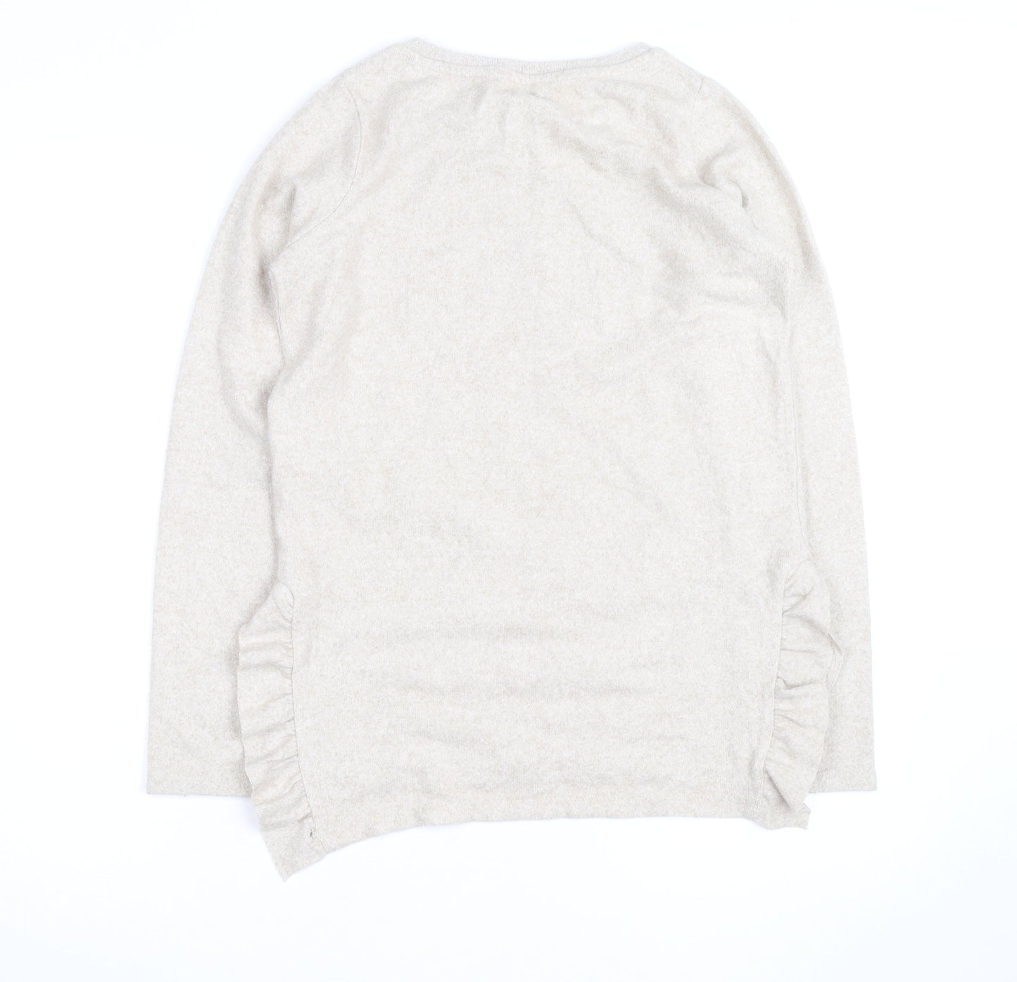 Next Women Beige Beaded Crew Neck Knit Jumper Size 8
