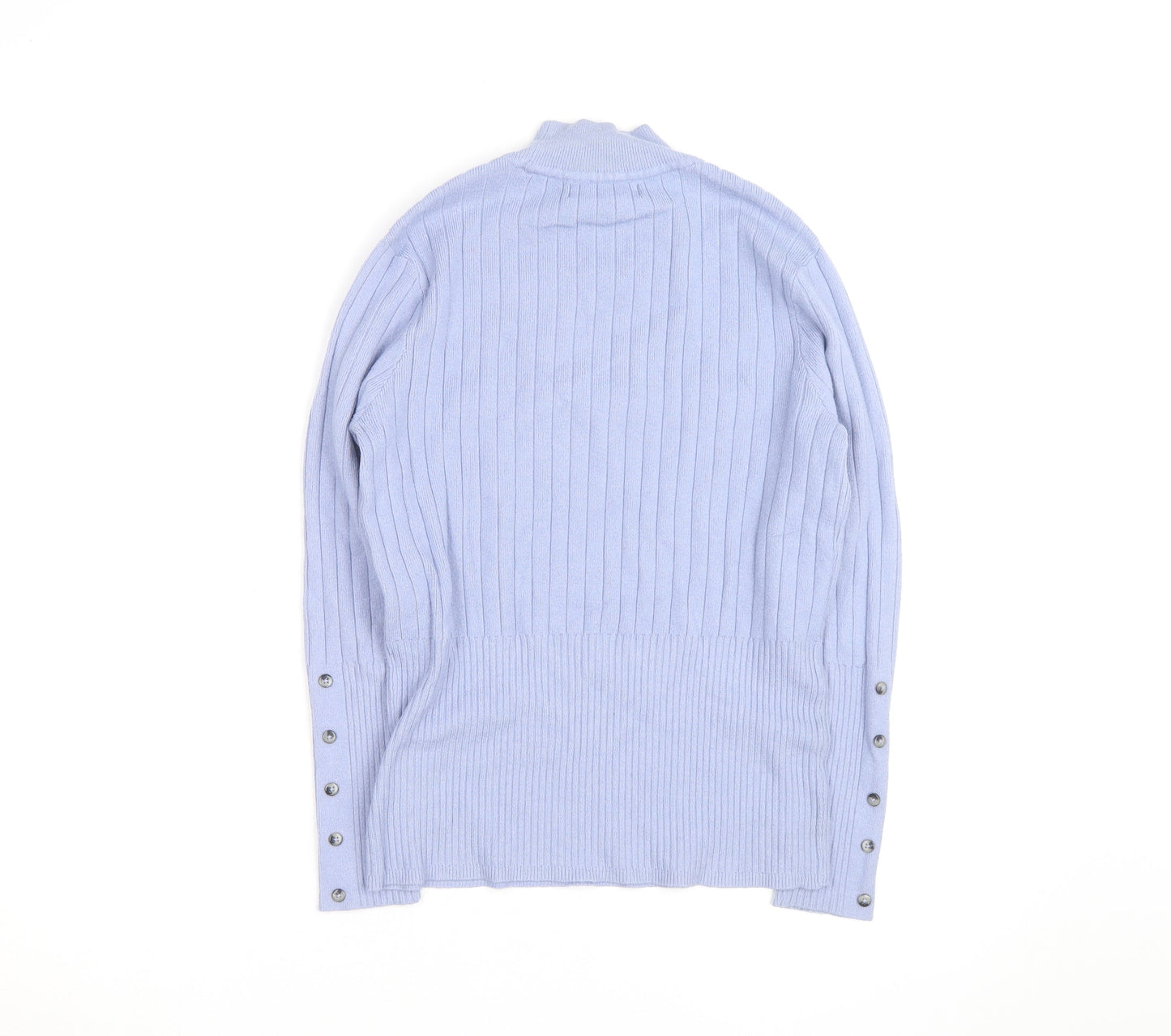 Marks and Spencer Women Blue Mock Neck Ribbed Knit Jumper Size 12