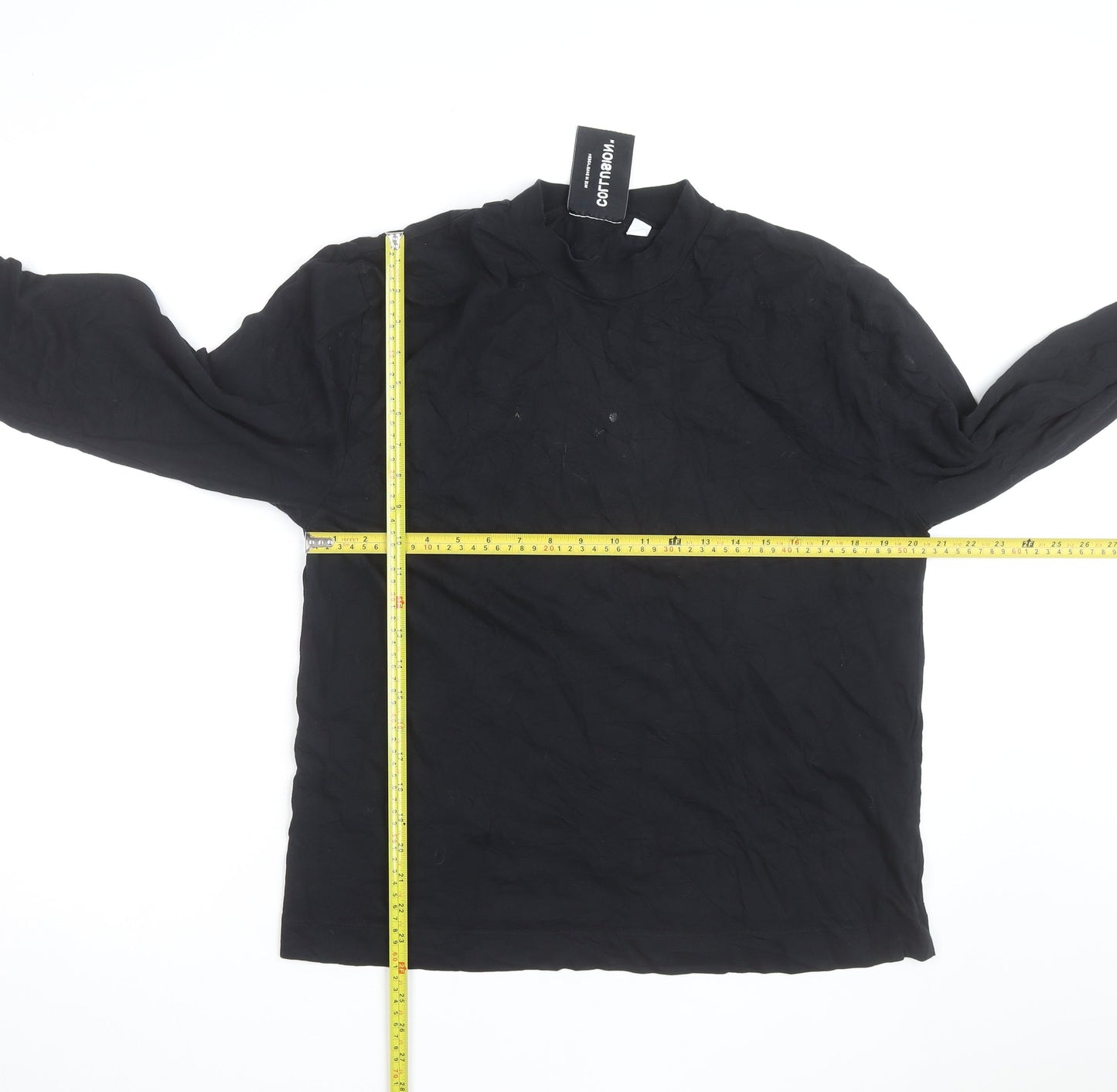 Collusion Men's Black Long Sleeve Mock Neck Jersey Top Size L
