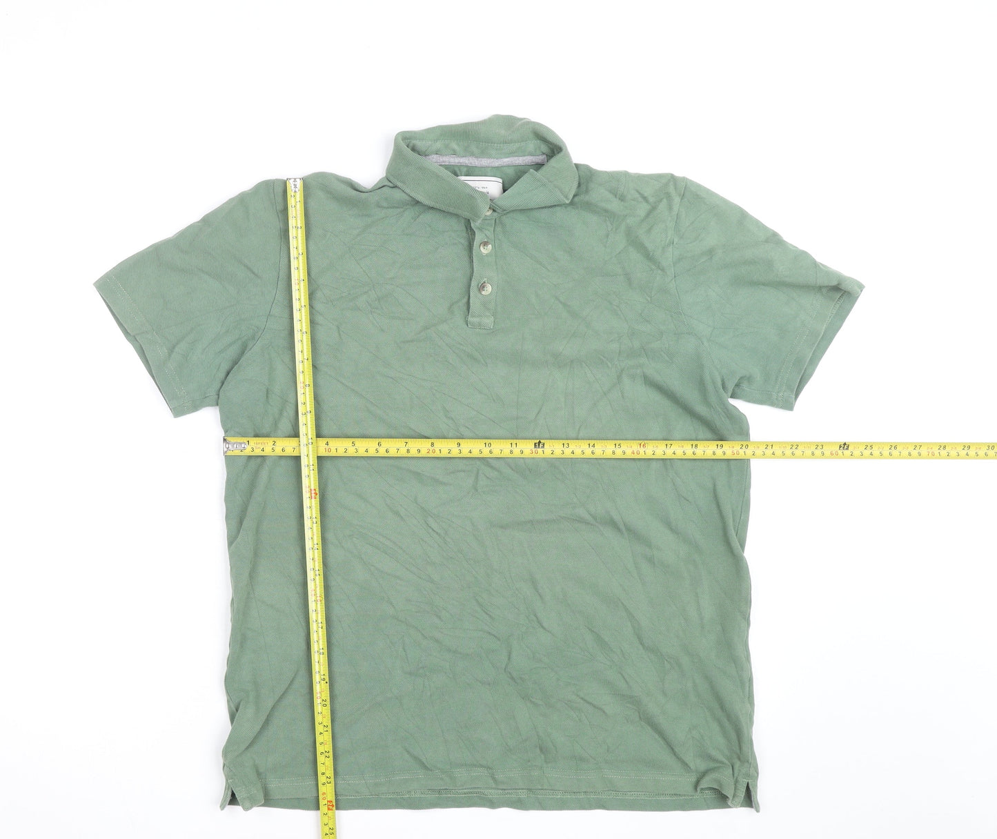 John Lewis Men's Green Cotton Short Sleeve Polo Shirt M