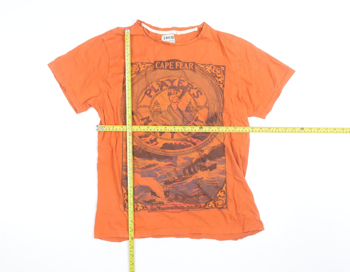 E-BOUND Men's Orange Graphic Print Retro Nautical T-Shirt Size L