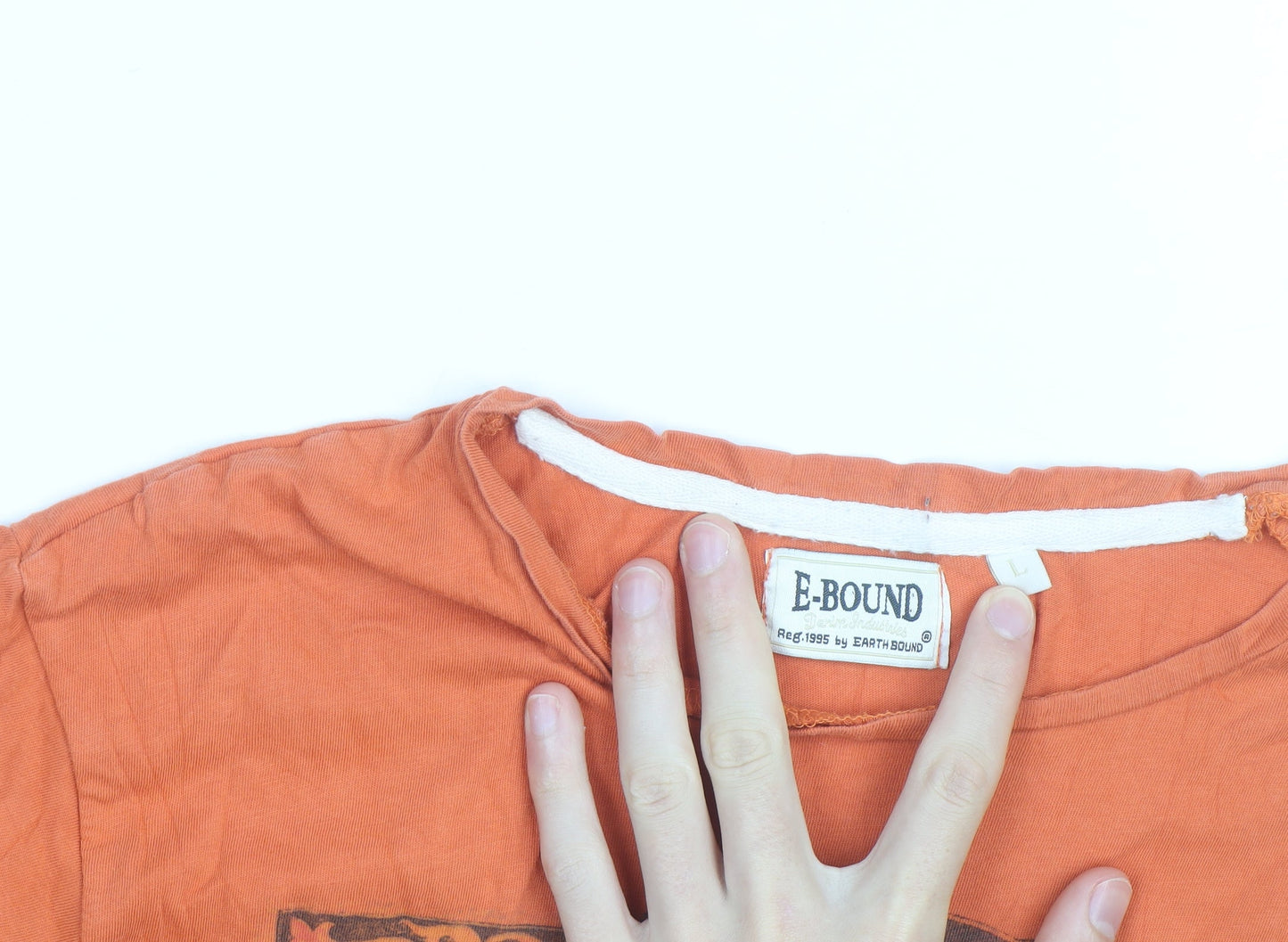 E-BOUND Men's Orange Graphic Print Retro Nautical T-Shirt Size L