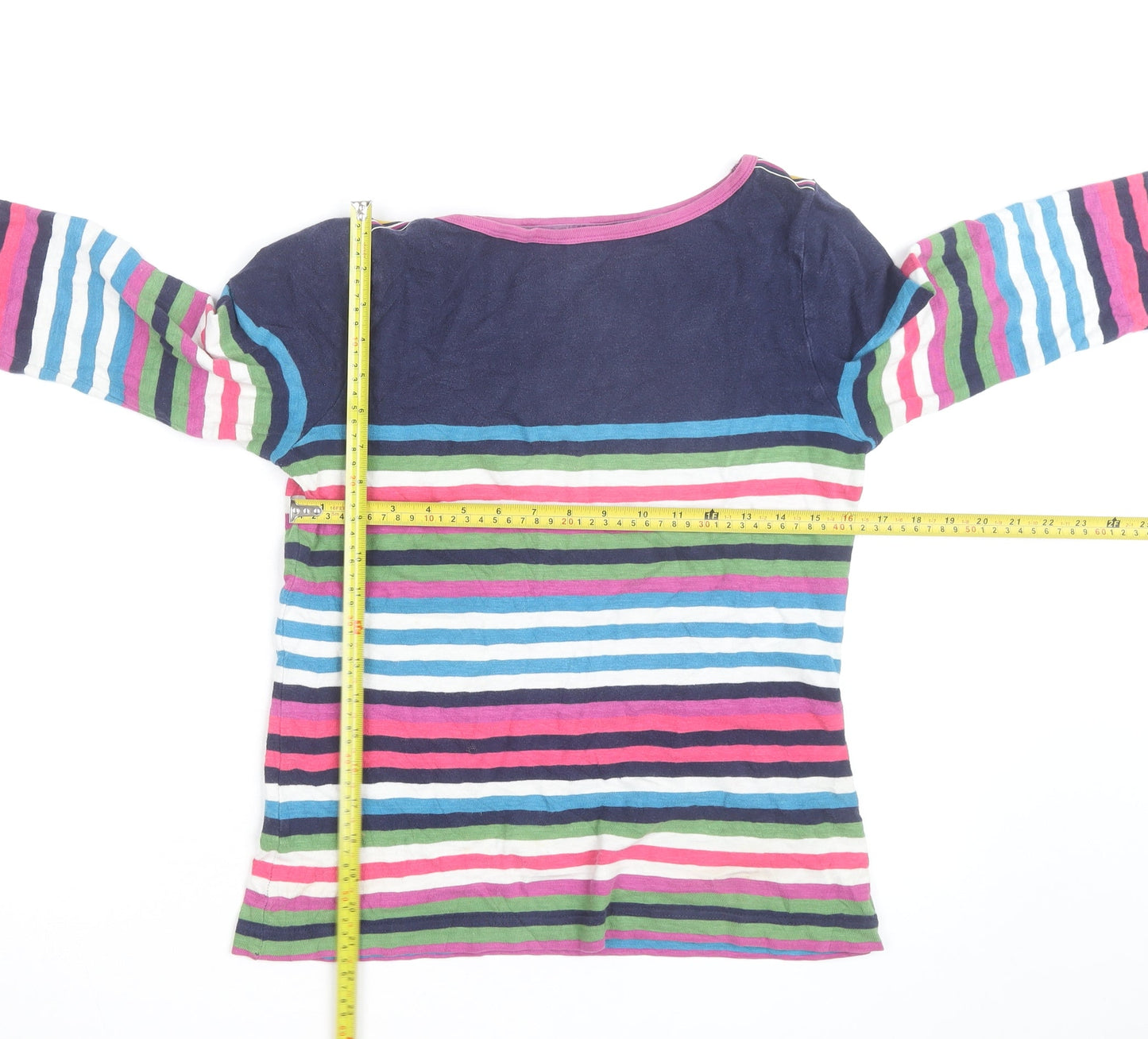 Joules Women’s Multicoloured Striped Cotton 3/4 Sleeve Jersey Top Size 12