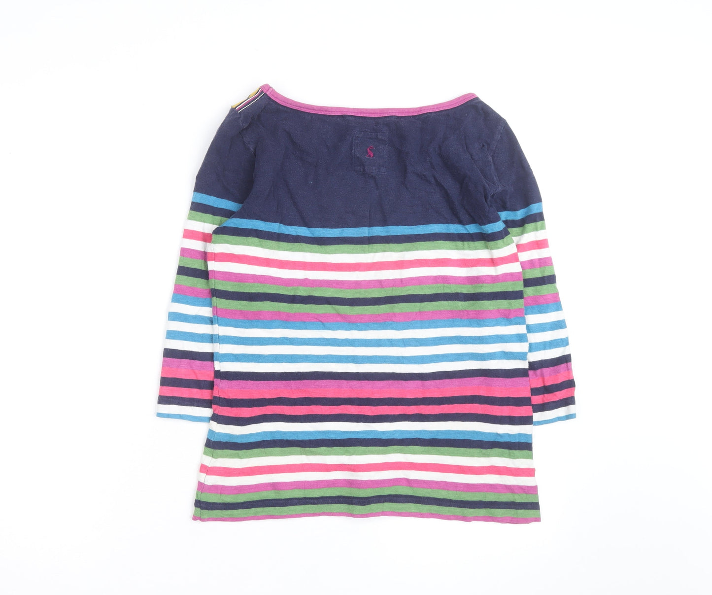 Joules Women’s Multicoloured Striped Cotton 3/4 Sleeve Jersey Top Size 12