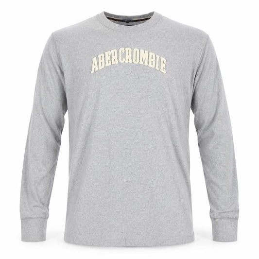 Abercrombie & Fitch Men's Grey 2XL Long Sleeve Crew Neck Top