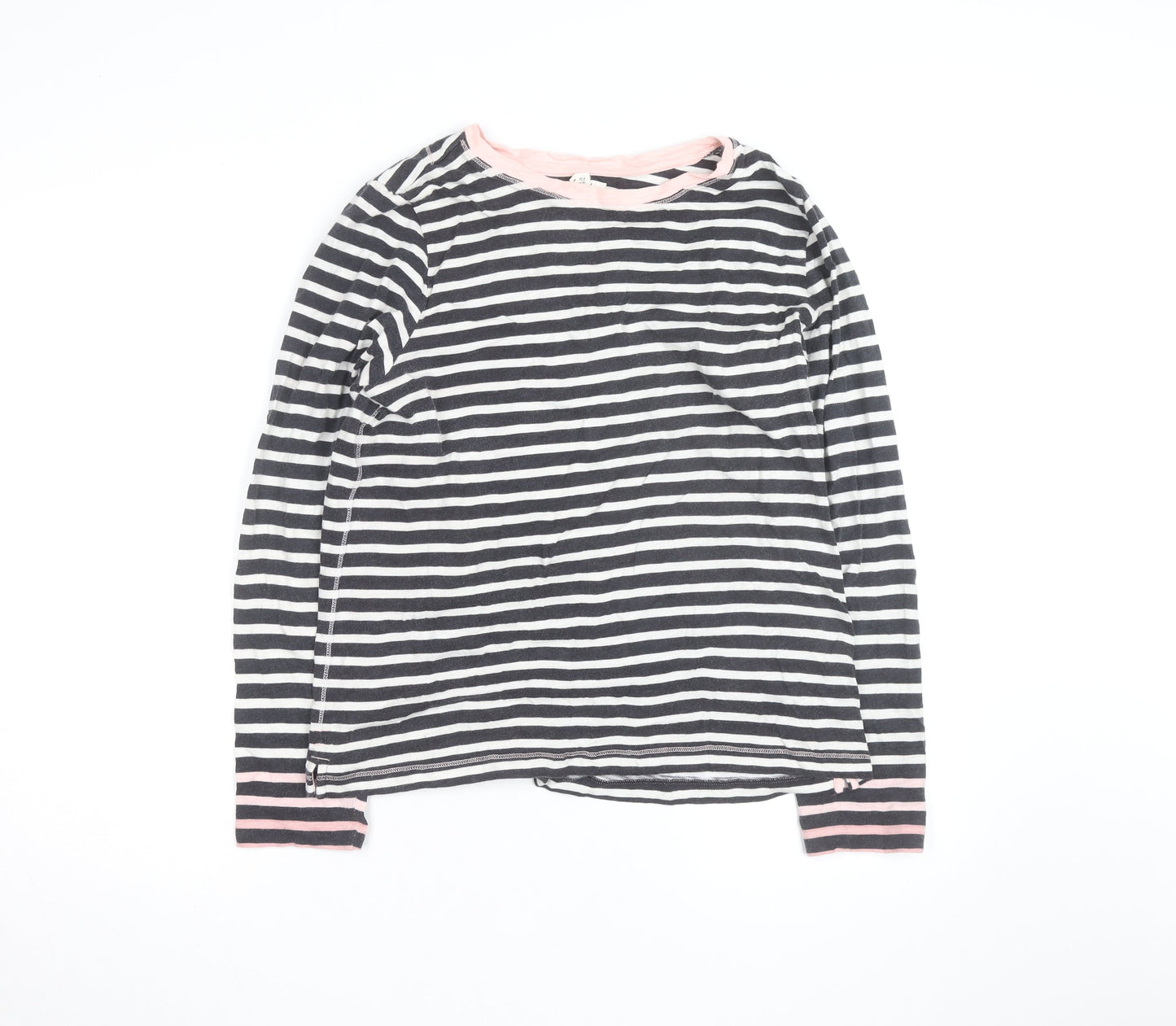 White Stuff Women's Multicoloured Striped Cotton Long Sleeve T-Shirt UK 14