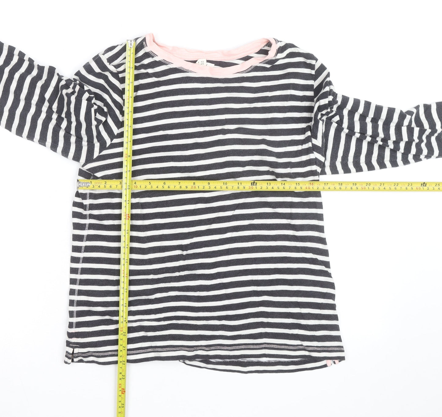 White Stuff Women's Multicoloured Striped Cotton Long Sleeve T-Shirt UK 14