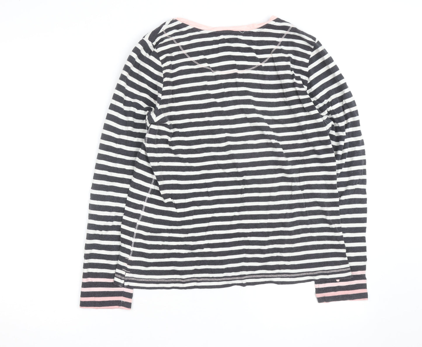 White Stuff Women's Multicoloured Striped Cotton Long Sleeve T-Shirt UK 14