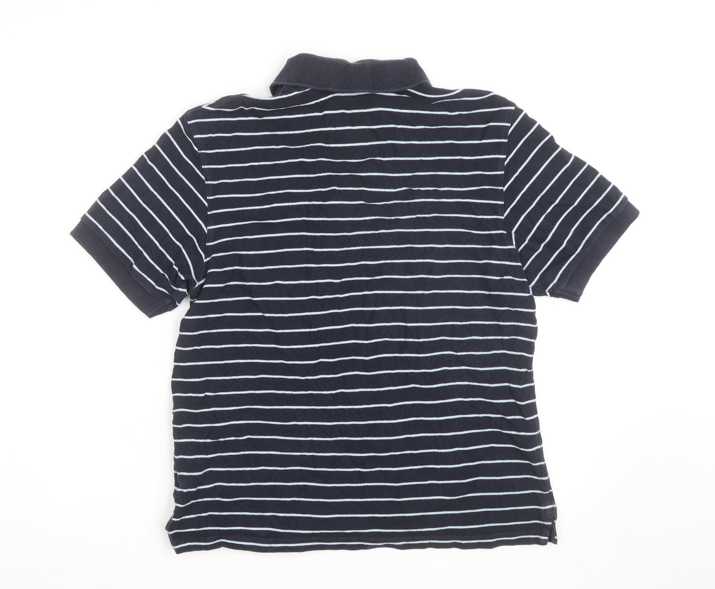 Marks and Spencer Men’s Blue Striped Cotton Polo Shirt Size Small