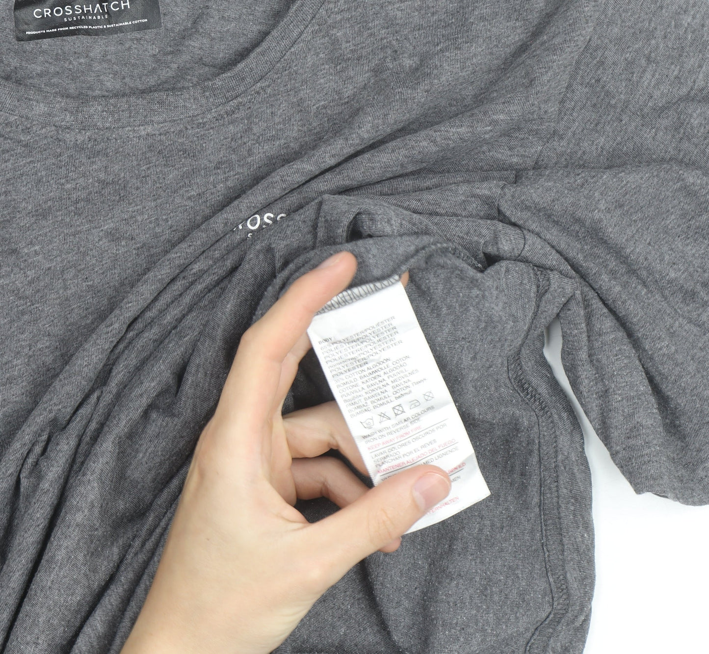 Crosshatch Men’s Grey Sustainable Cotton Crew Neck T-Shirt Size L