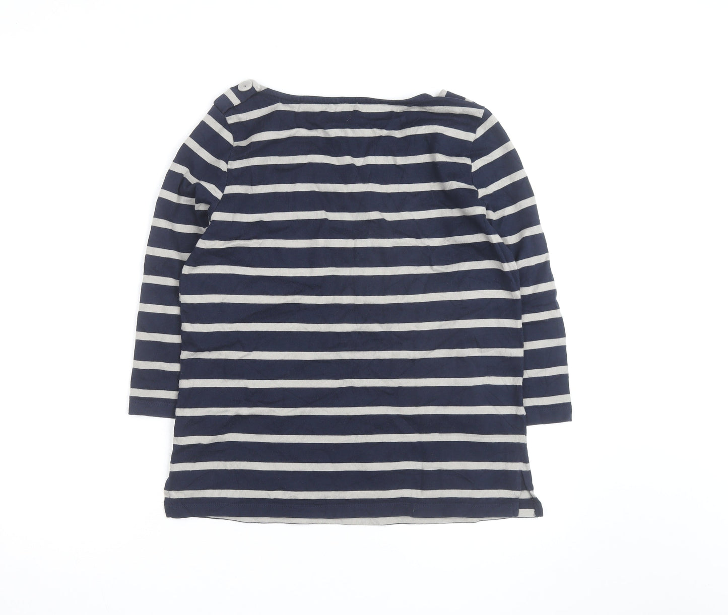 Jigsaw Women’s Blue Striped Boat Neck 3/4 Sleeve Cotton T-Shirt L