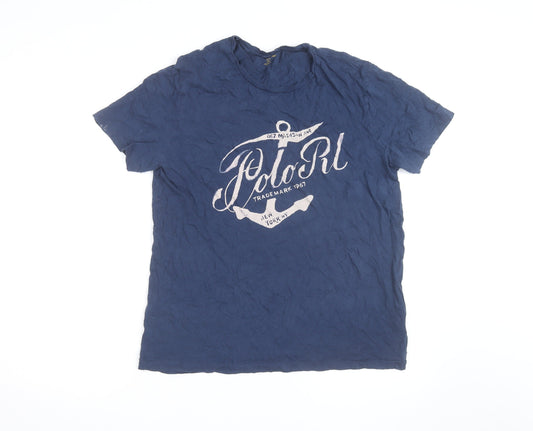 Ralph Lauren Men’s Blue Nautical Graphic Crew Neck Cotton T-Shirt L