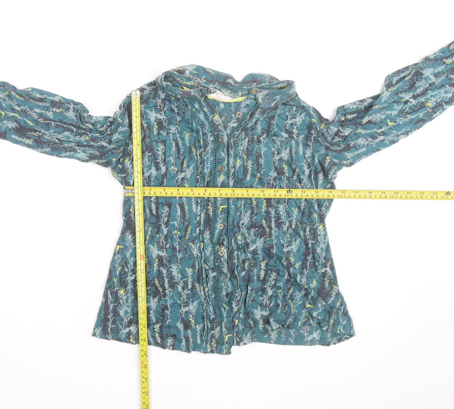 White Stuff Women's Blue Floral Cotton Tunic Blouse UK 10