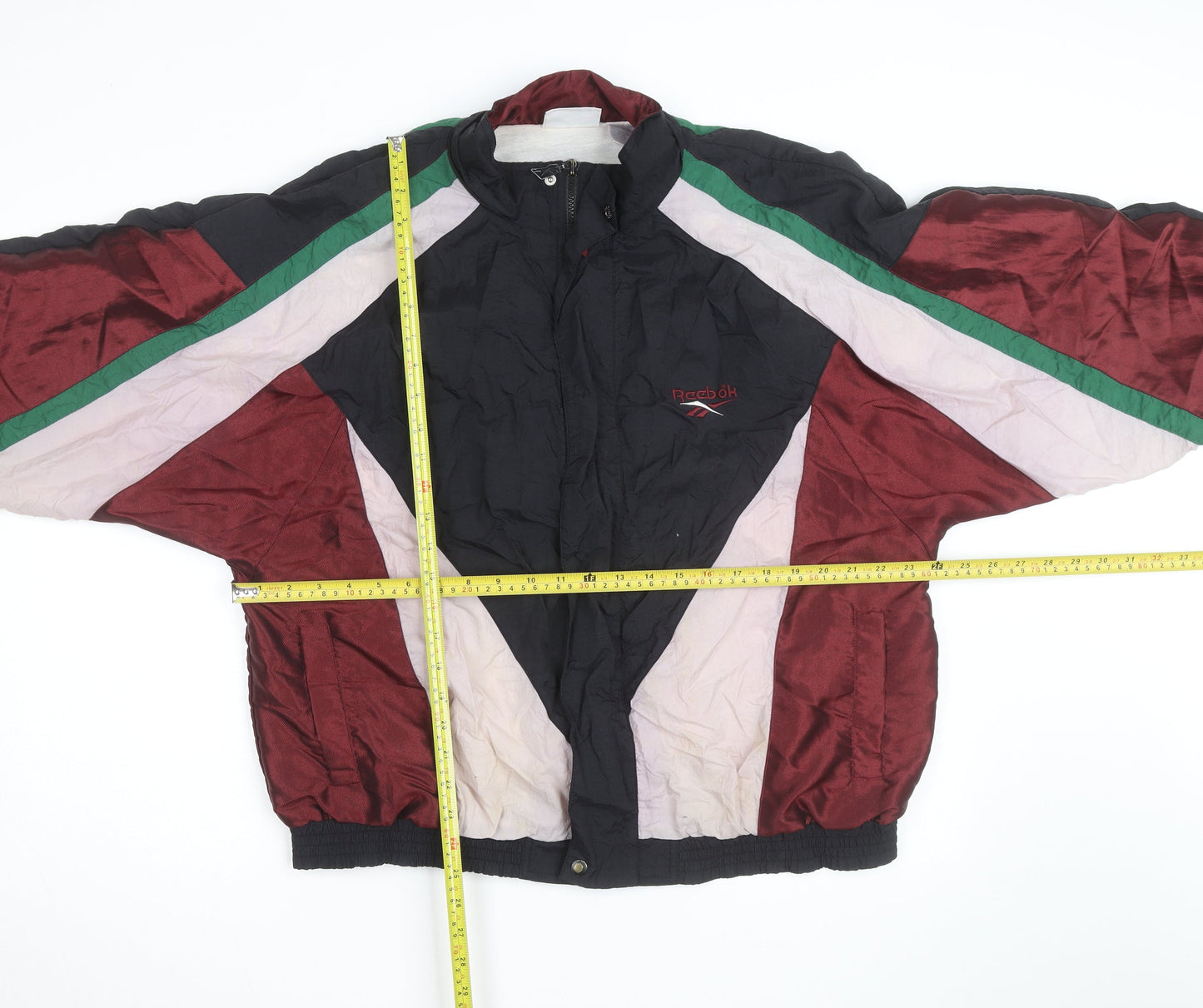 Reebok Men's 90s Multicoloured Bomber Jacket L Retro Sportswear