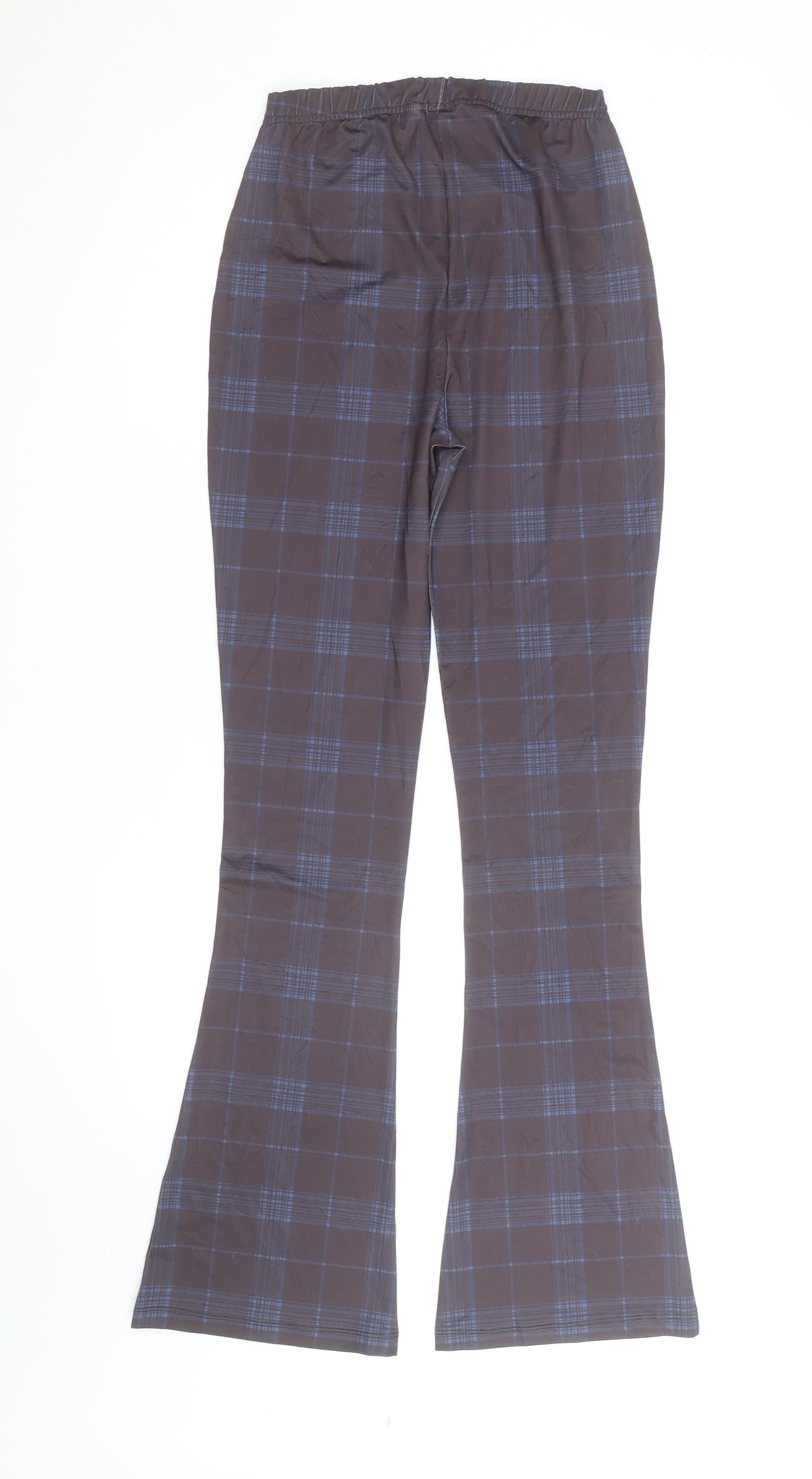 Collusion Women's Grey Check Flared Track Pants Size 8