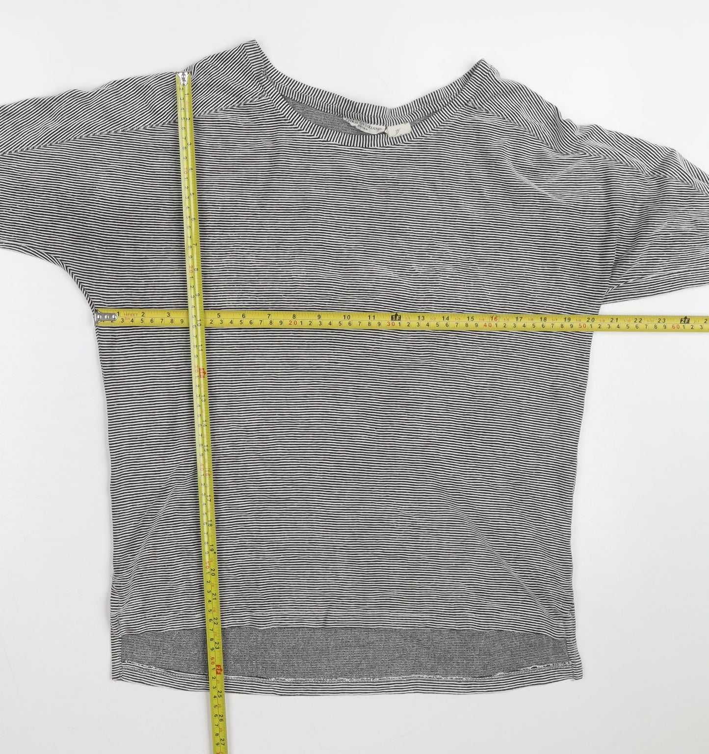 Christian Siriano Women Grey Striped Cotton Pullover Jumper M