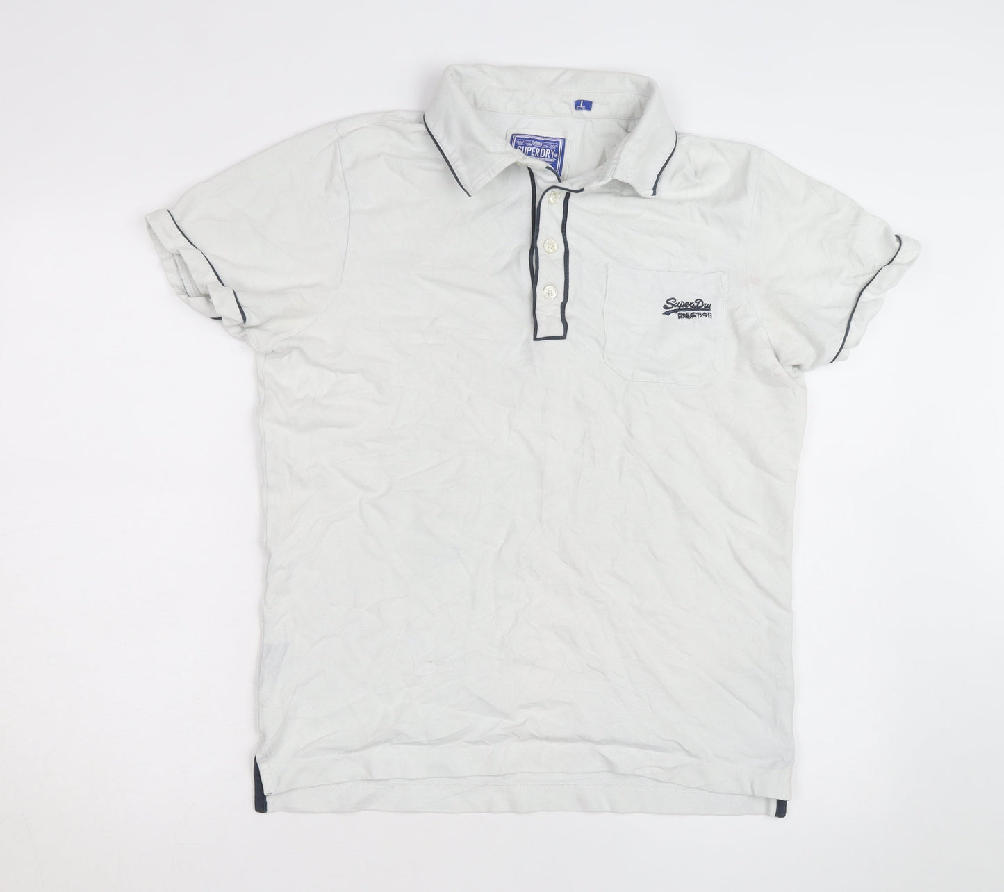 Superdry Men's White Regular Fit Polo Shirt Size L
