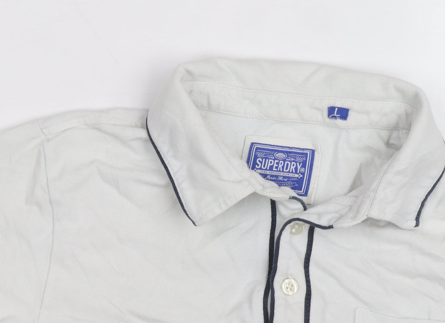 Superdry Men's White Regular Fit Polo Shirt Size L