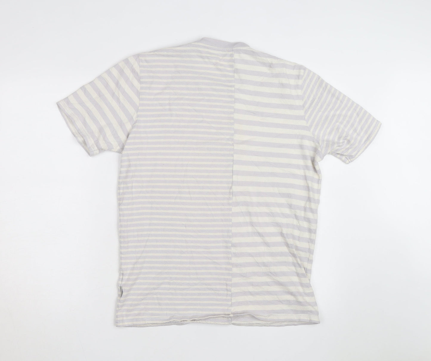 Ted Baker Women Grey Striped Cotton Crew Neck T-Shirt Size L