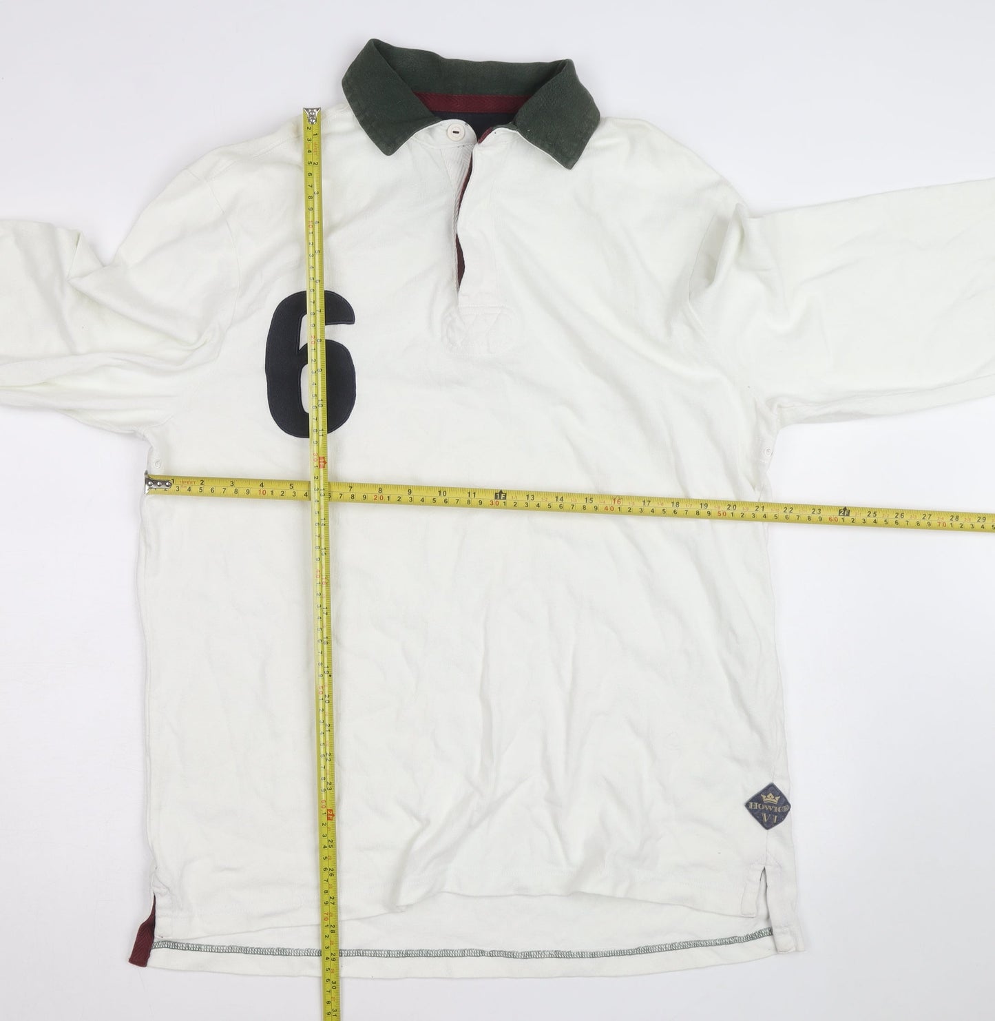 Howick Men's White Rugby Long Sleeve Collared Cotton Shirt L