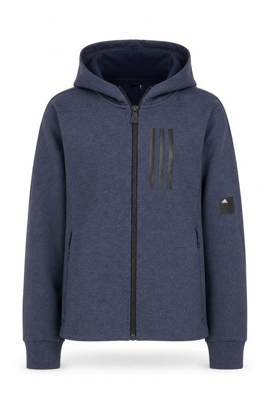 Front view of Adidas girls’ blue full zip hoodie -, size 11-12, years hooded sweatshirt