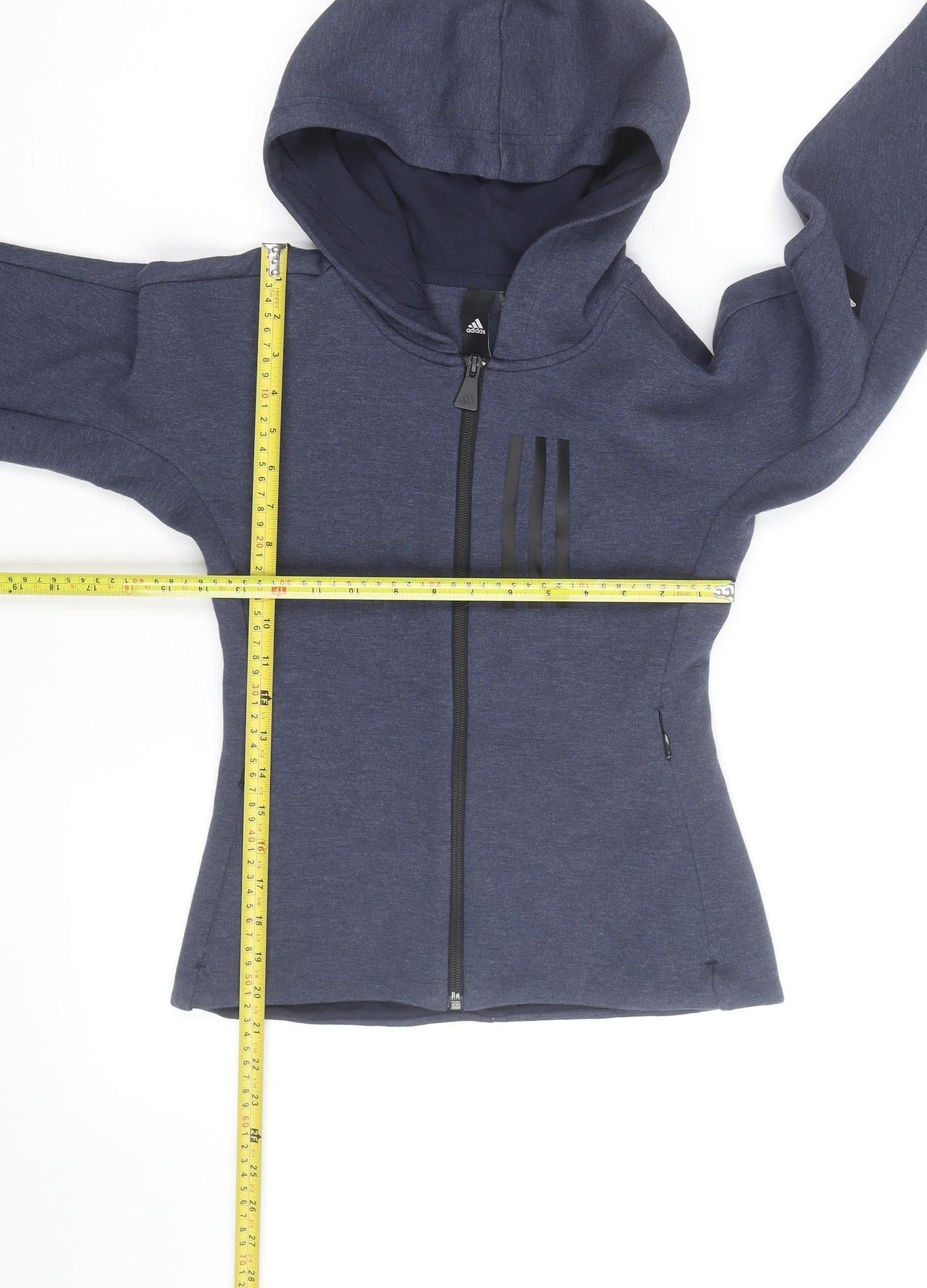 Adidas Girls Blue Full Zip Hoodie - Size 11-12 Years Hooded Sweatshirt