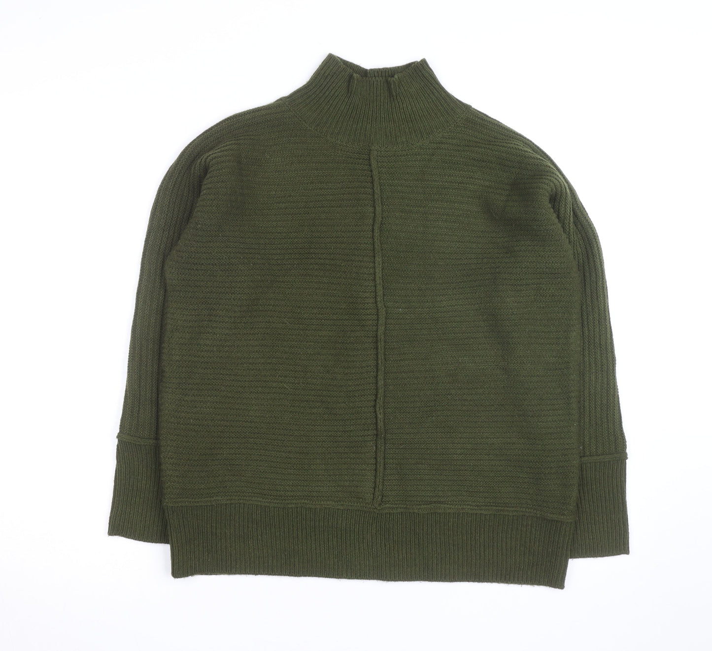 Alice Collins Women's Green Mock Neck Knit Pullover Jumper Size 14
