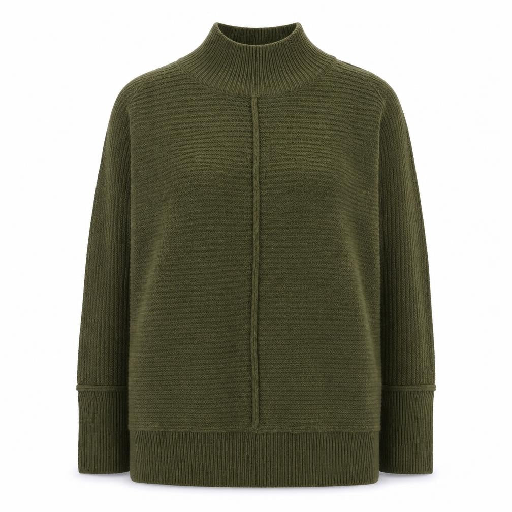 Alice Collins Women's Green Mock Neck Knit Pullover Jumper Size 14