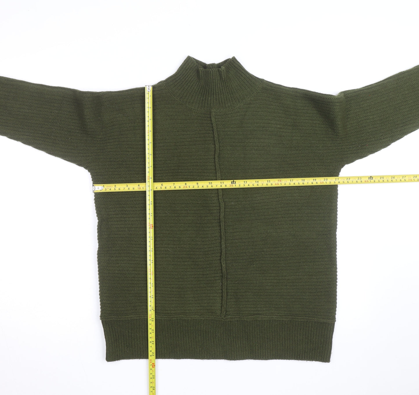 Alice Collins Women's Green Mock Neck Knit Pullover Jumper Size 14