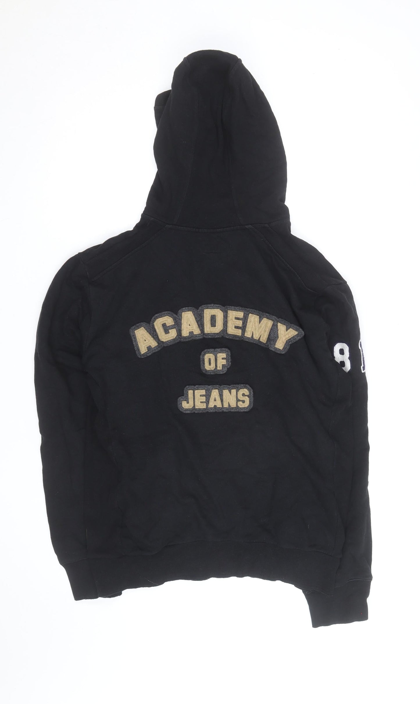 Armani Jeans Men's Black Full Zip Hoodie L Embroidered Logo Design