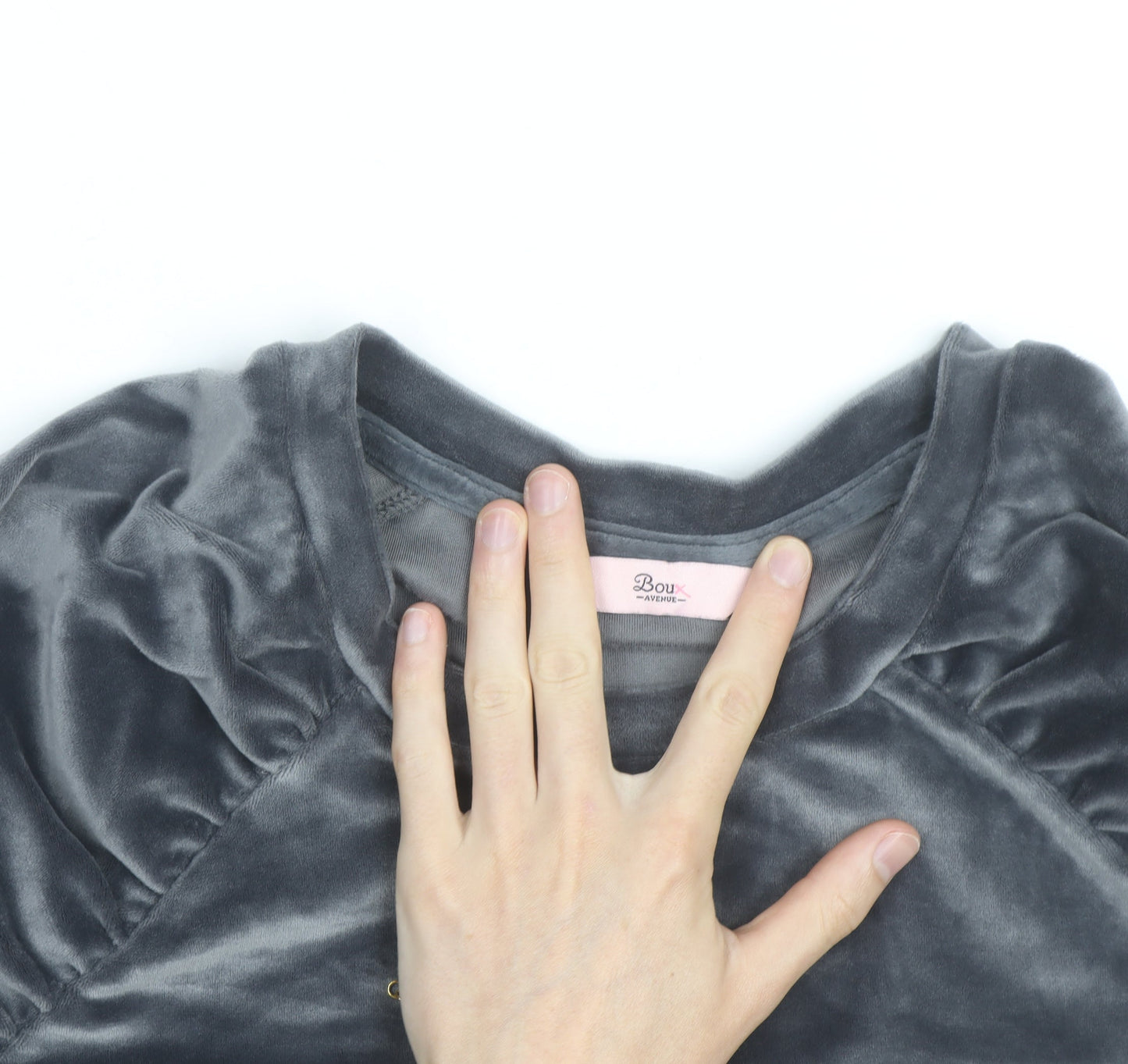 Boux Avenue Women’s Grey Velvet Pullover Jumper UK 12 Long Sleeve
