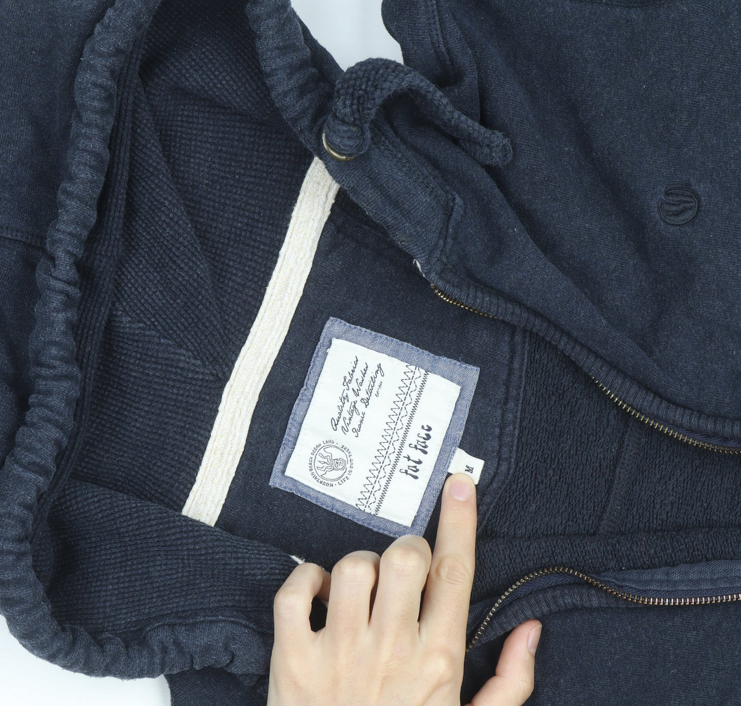 Fat Face Men's Navy Blue Full Zip Hoodie Size M Cotton Blend