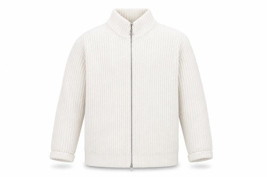 Next Men’s Ivory Chunky Knit Full Zip Wool Blend Jumper M