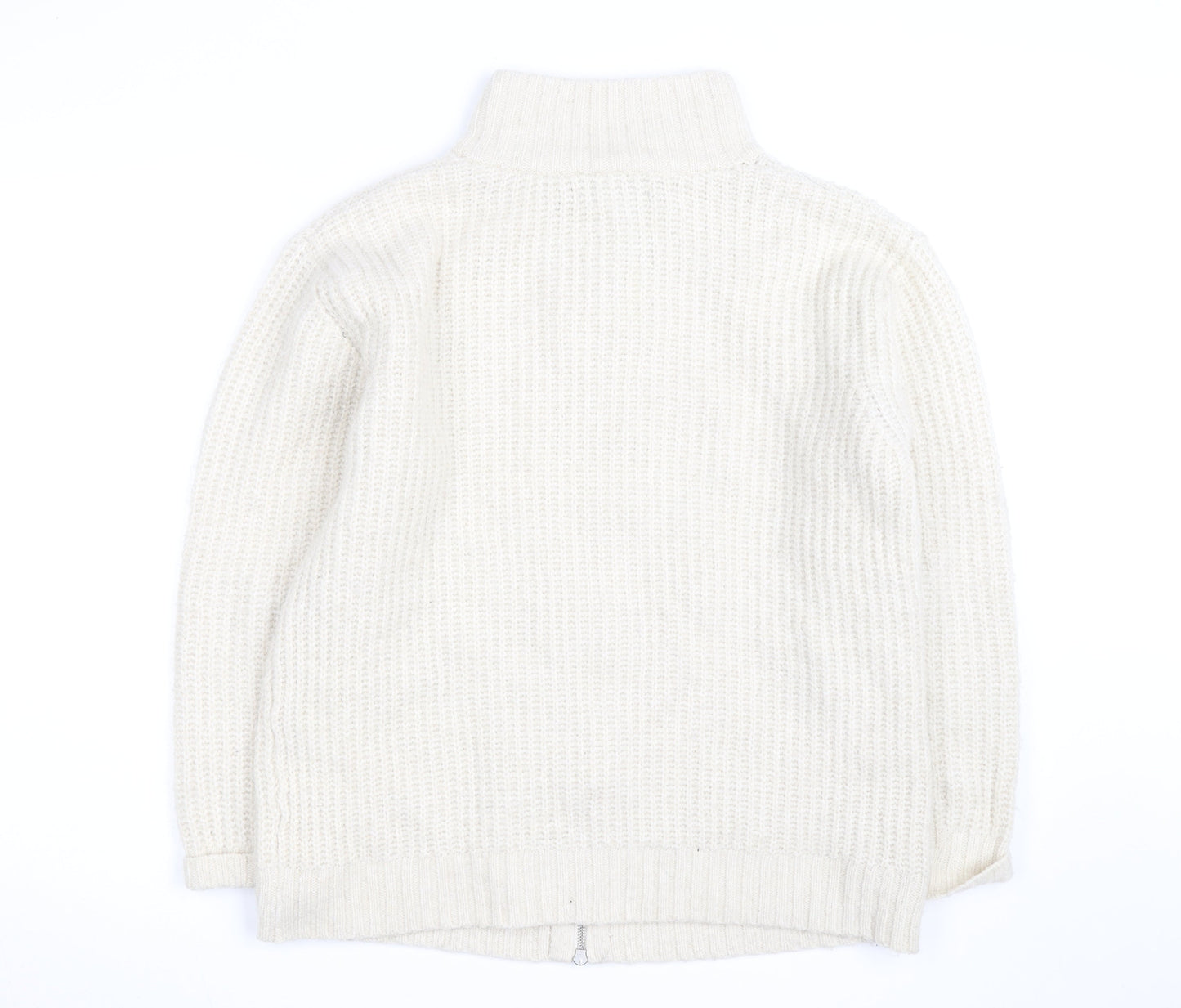 Next Men’s Ivory Chunky Knit Full Zip Wool Blend Jumper M