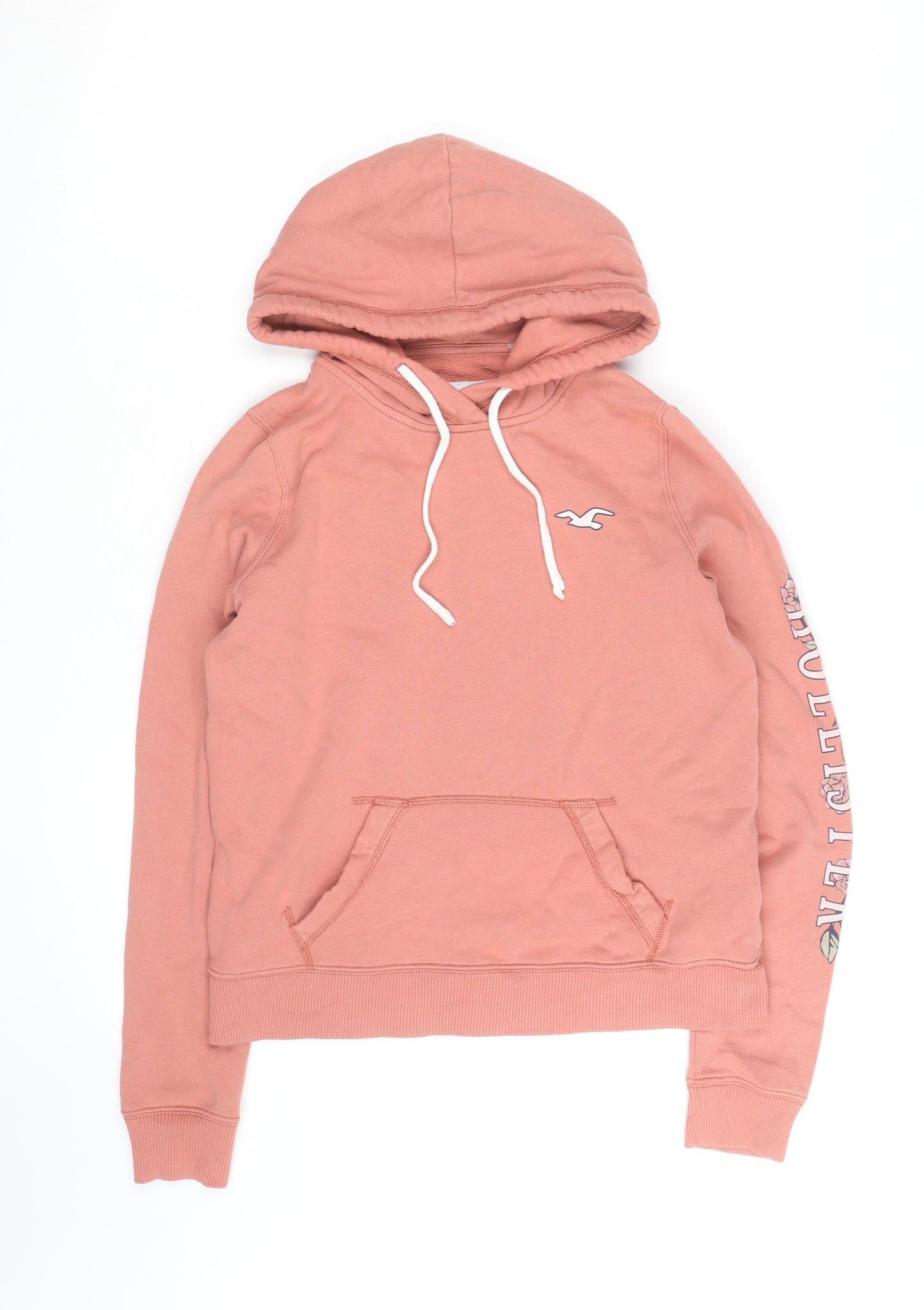 Hollister Men’s Pink Pullover Hoodie S Regular Fit Logo Fleece