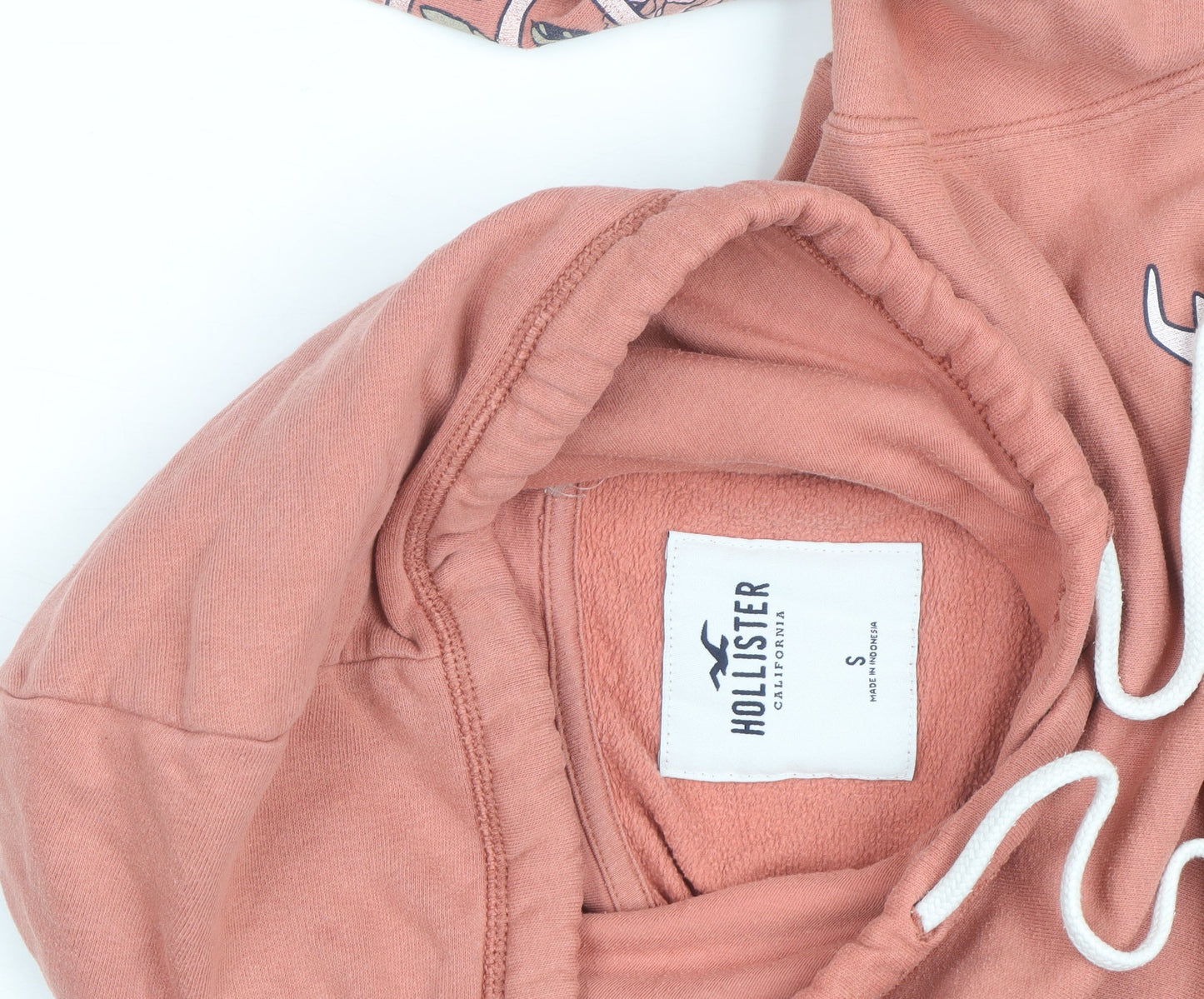 Hollister Men’s Pink Pullover Hoodie S Regular Fit Logo Fleece