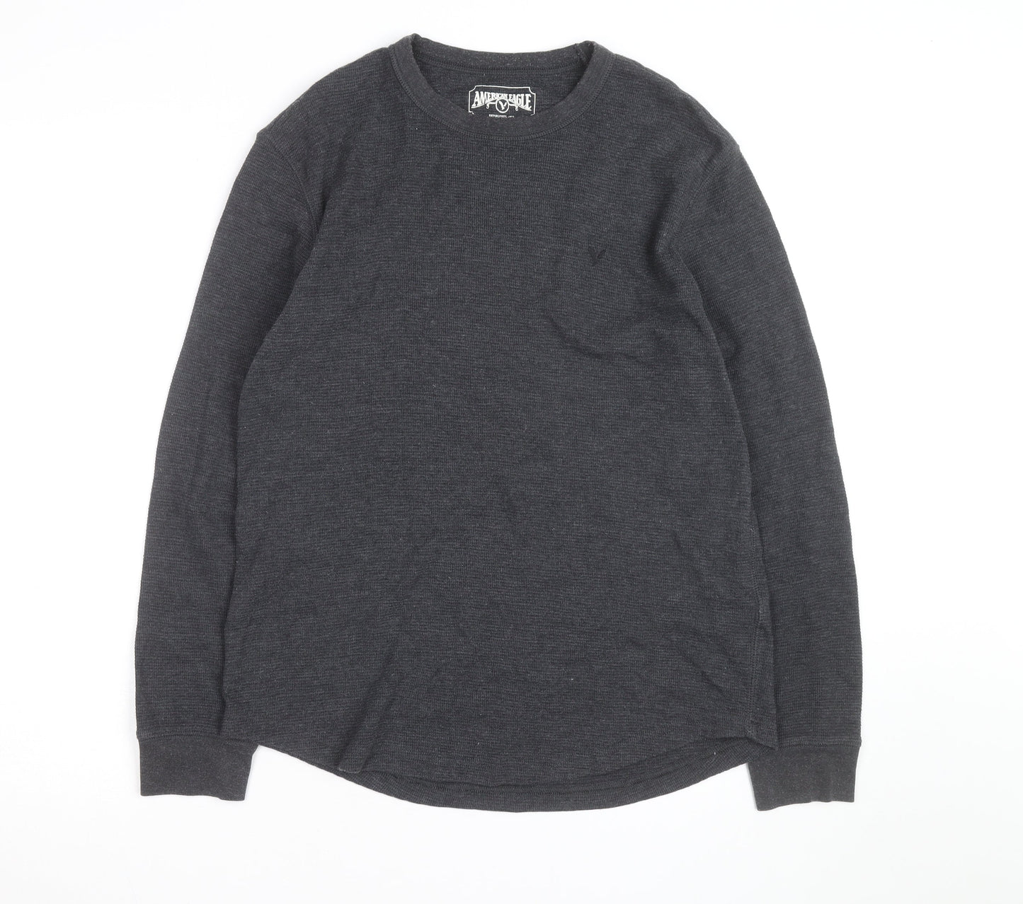 American Eagle Men Grey Waffle Knit Pullover Jumper M