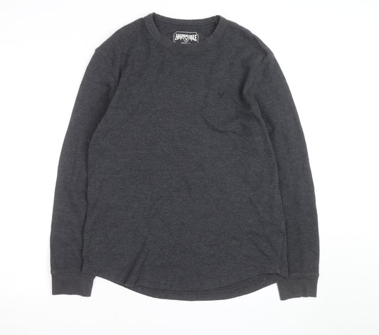 American Eagle Men Grey Waffle Knit Pullover Jumper M